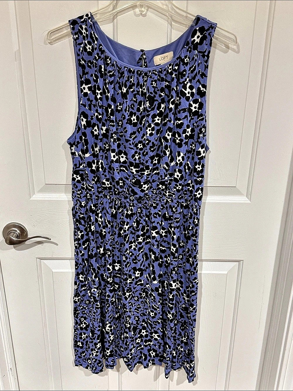 LOFT Animal Print Mini Dress in Purple & Black Size XL b38